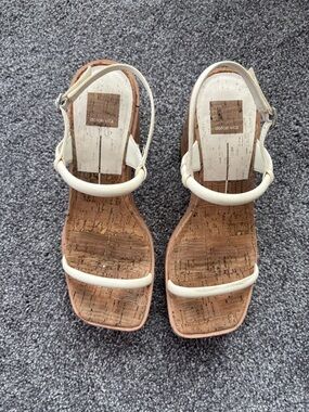 Dolce Vita Cream Leather Cork-Strap Sandals